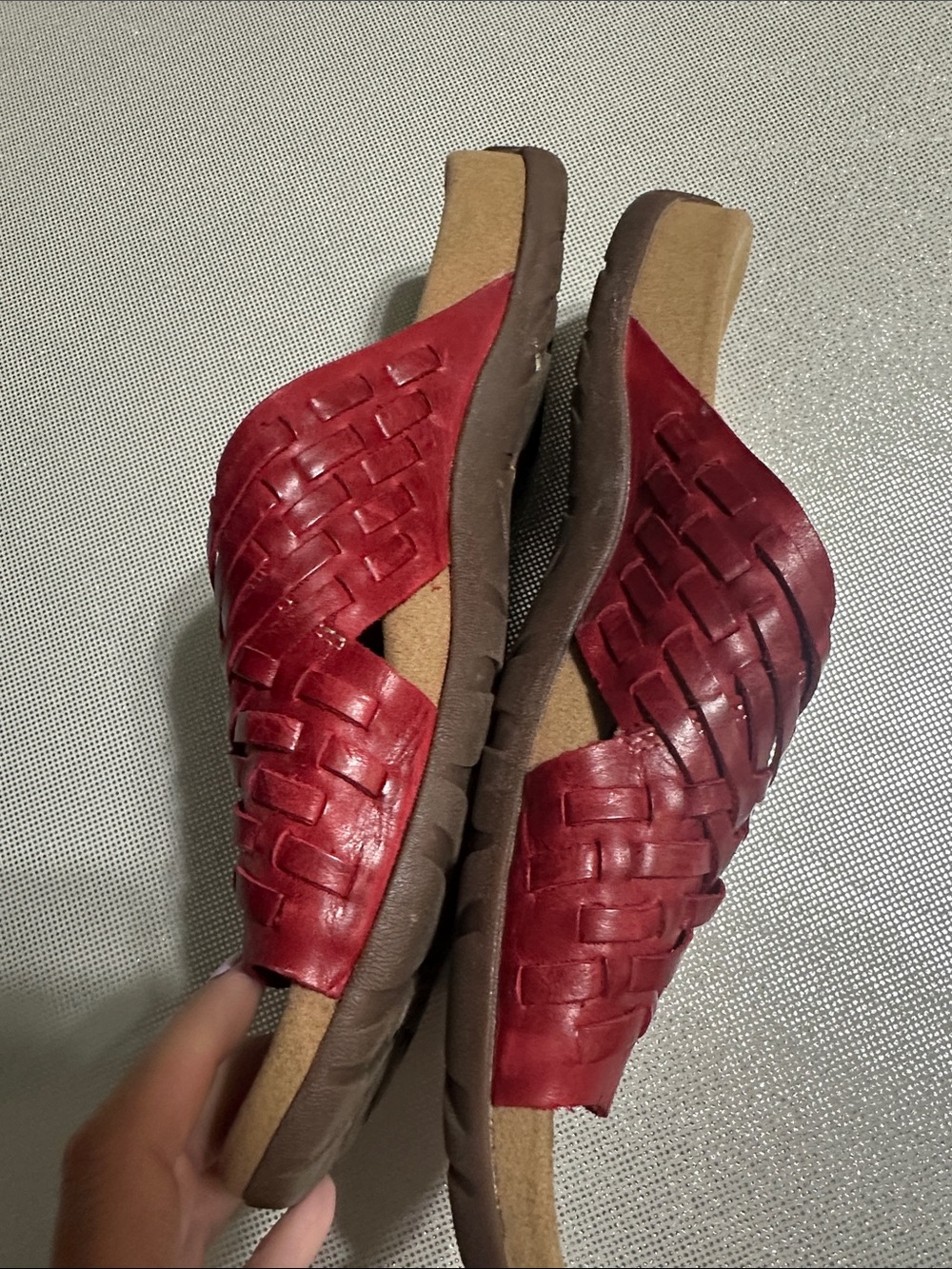 Taos Footwear Red Braided Leather Slide Mules - Picture 3 of 6